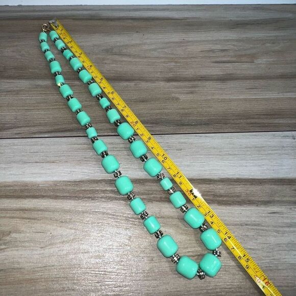 J Crew Necklace Womens Signed Chunky Lucite Mint Green Rhinestones Y2K Statement - Picture 5 of 7